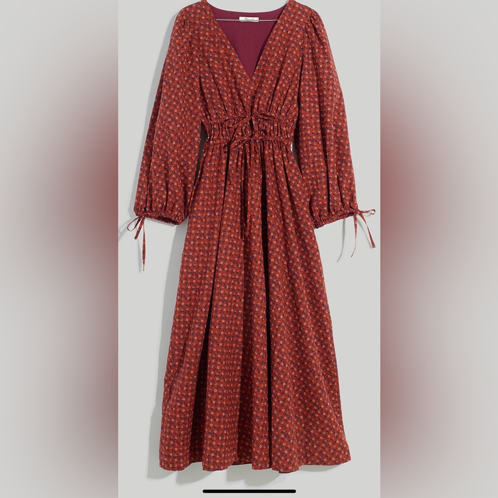 Madewell Sophia Tie-Front Midi
Dress in Teaberry Floral